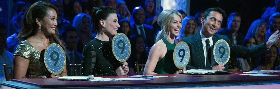 Carrie Ann Inaba, Idina Menzel, Julianne Hough, and Bruno Tonioli