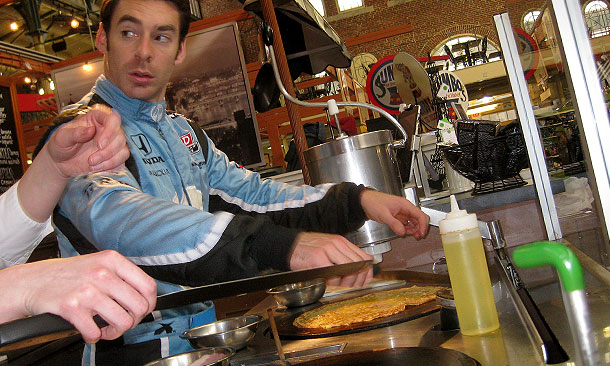 Chef Simon Pagenaud making crepes