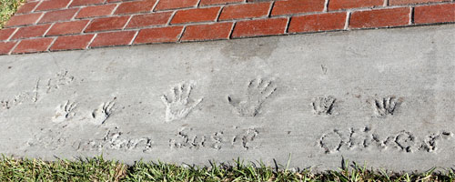 Sebastian, Oliver, and Susie Wheldon's handprints