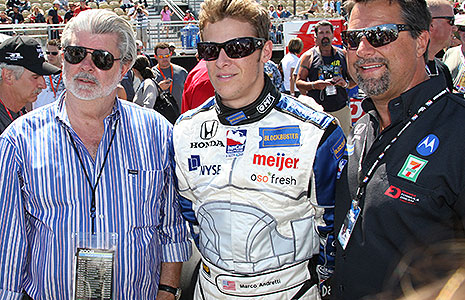 George Lucas, Marco Andretti, and Michael Andretti