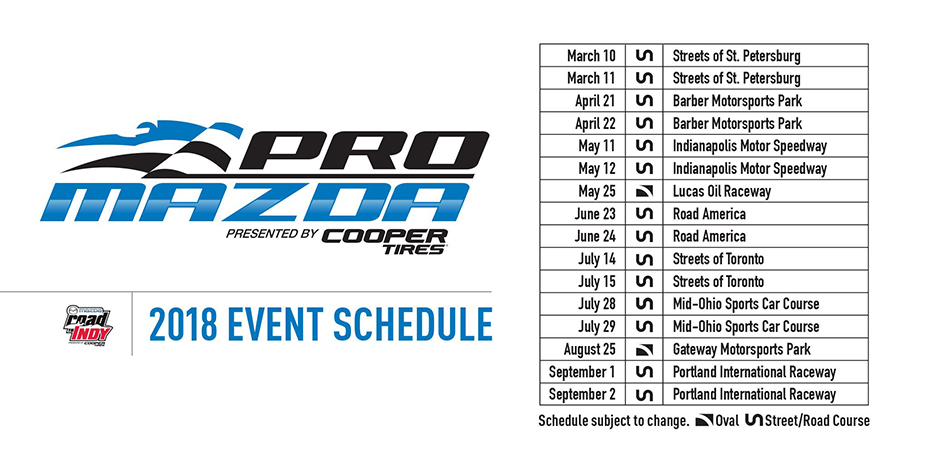 2018 Pro Mazda Schedule