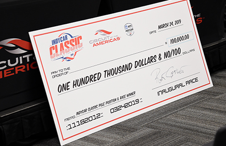 Circuit of The Americas $100,000 check