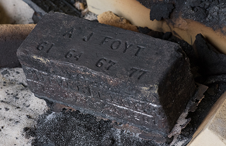 A.J. Foyt IMS brick blackened after firing