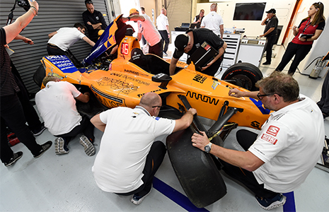 Fernando Alonso crashed car in garage
