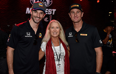 Alexander Rossi, Clea Newman-Soderlund and Ryan Hunter-Reay