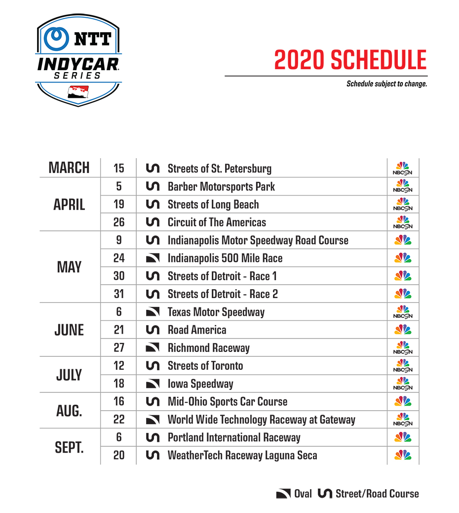 2020 NTT IndyCar Series Schedule