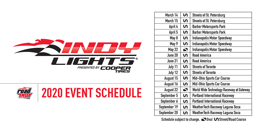 Indy Lights presented by Cooper Tires 2020 Schedule