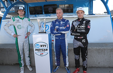 Colton Herta, Felix Rosenqvist and Santino Ferrucci