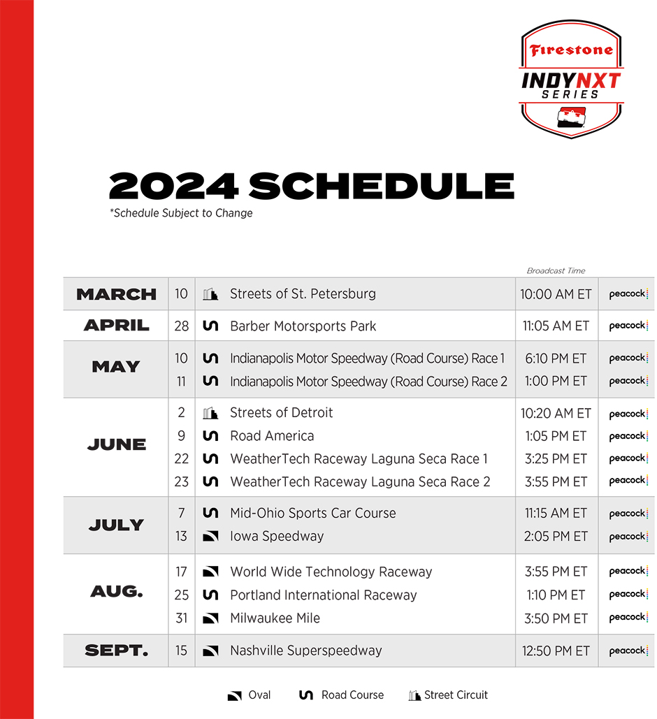 2024 INDY NXT by Firestone Schedule