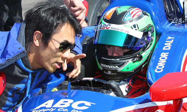 Takuma Sato and Conor Daly during Rookie Orientation Program