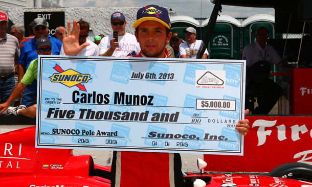 Munoz earns fifth Sunoco Pole Award of season