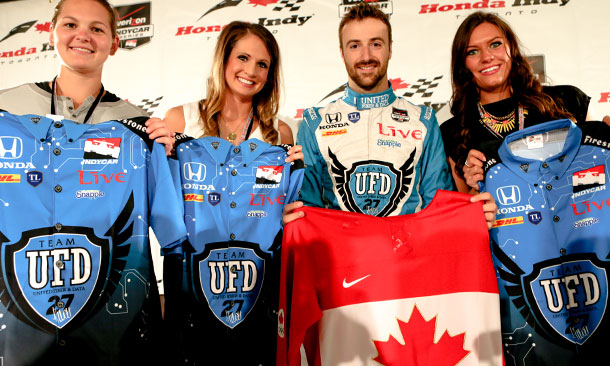 James Hinchcliffe with the Canadian Women's Hockey Team