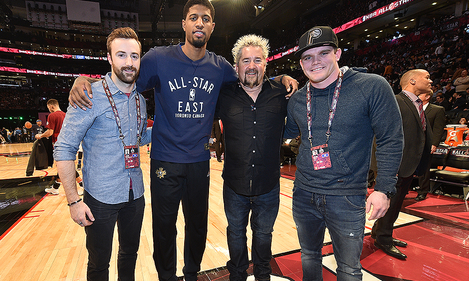 James Hinchcliffe, Paul George, Guy Fieri, and Conor Daly