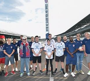 INDYCAR stars battle Indy Eleven at Brickyard 'pitch'