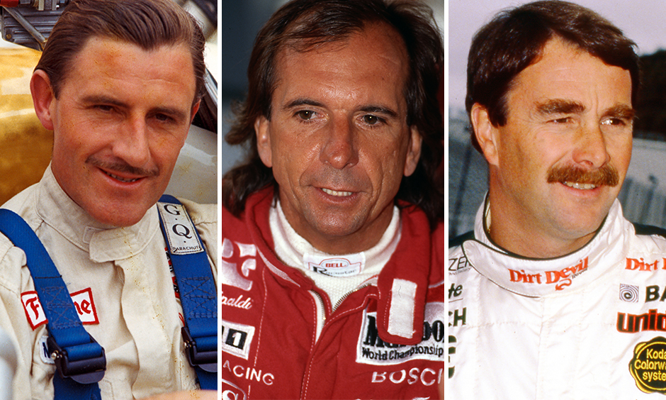 Graham Hill, Emerson Fittipaldi, and Nigel Mansell