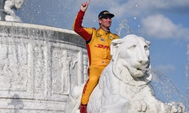 Thumbnail for Hunter-Reay pounces for Detroit victory when teammate falters