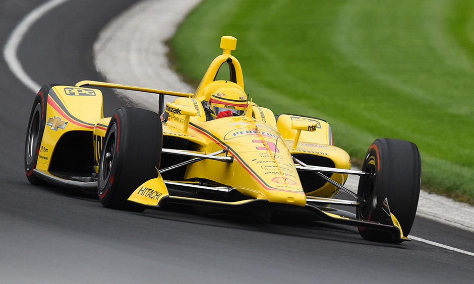 Helio Castroneves on track Indianapolis open test
