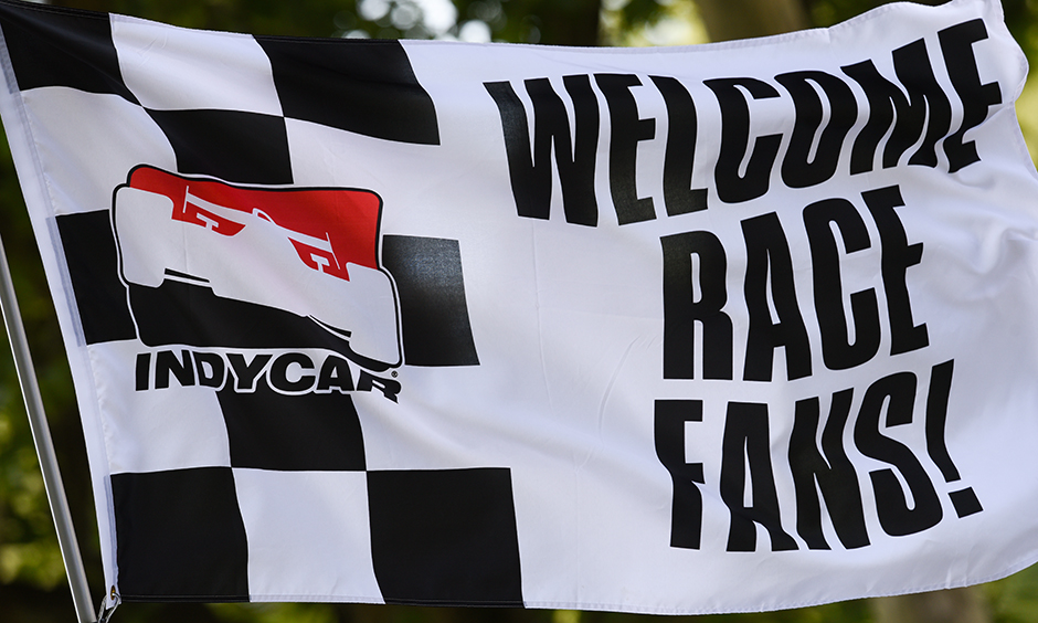 A welcome race fans flag