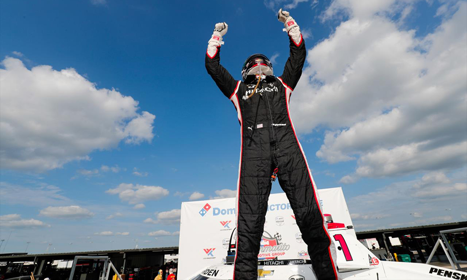 Josef Newgarden celebrates