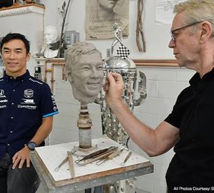 Sato Savors Second Trip To Sit for Borg-Warner Trophy Sculptor