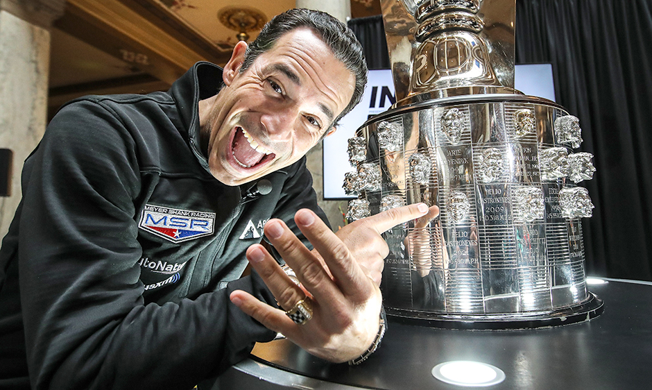Castroneves Unveils Historic Image on Borg-Warner Trophy