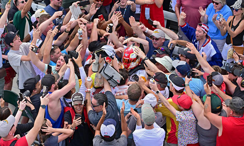 Josef Newgarden in the crowd after winning Indy.