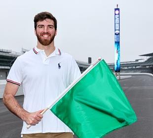 Indy 500 Green Flag Starts Relay with Olympic Gold Medalist
