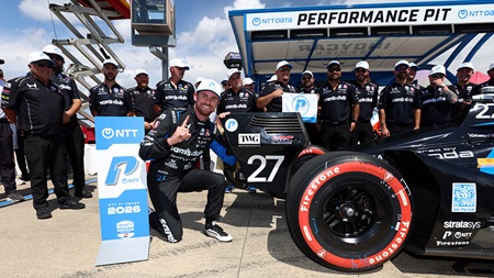 thumbnail for Kyle Kirkwood Snatches Nashville Pole From Oval King Josef Newgarden