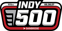 Logo for the 111th Running of the Indianapolis 500 presented by Gainbridge
