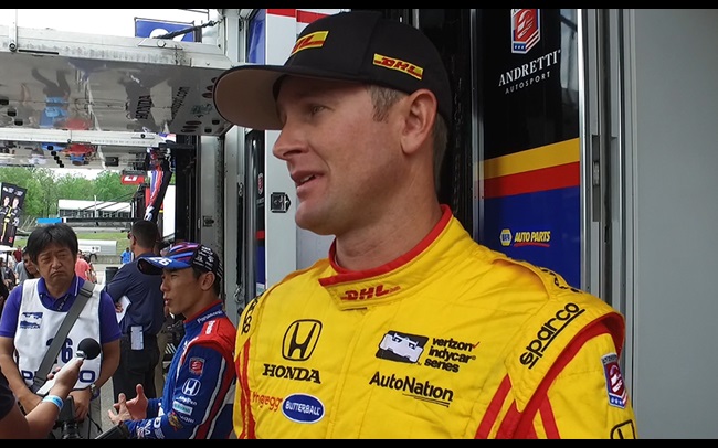 Ryan Hunter-Reay speaks with media at Barber on Saturday