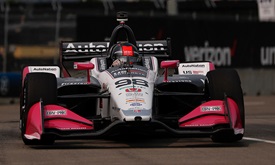 Thumbnail for Andretti's amazing Detroit lap with slick tires on a wet track